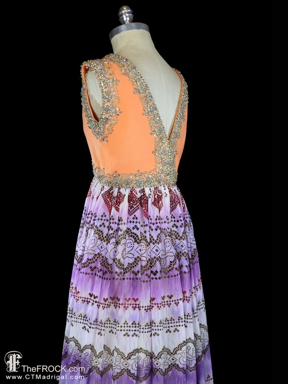 1960s jeweled gown, Elizabeth Arden heavily beade… - image 7