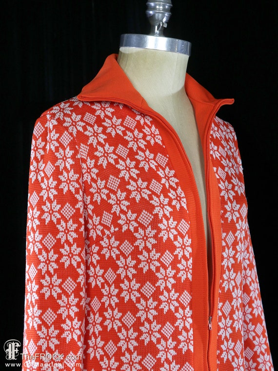 1970s snowflake knit shirt dress,  acrylic knit m… - image 5