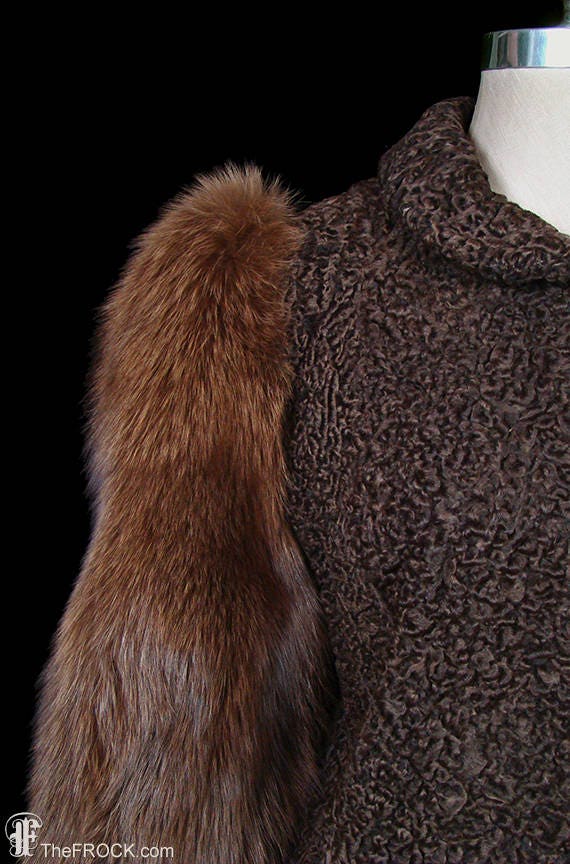 Hattie Carnegie fox fur coat, vintage curly lamb … - image 2