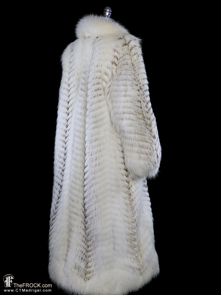 Geoffrey Beene Fox Coat, Long Vintage Fur Winter Jacket, off