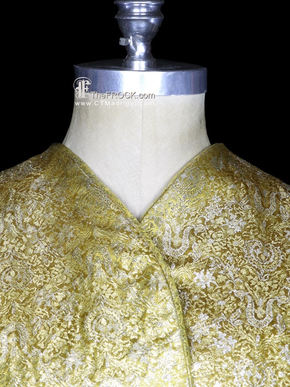 Sally Milgrim 1950s gold metallic lame brocade dr… - image 3