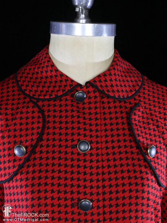 Adele Simpson dress 1960s 1970s mod red houndstoo… - image 2