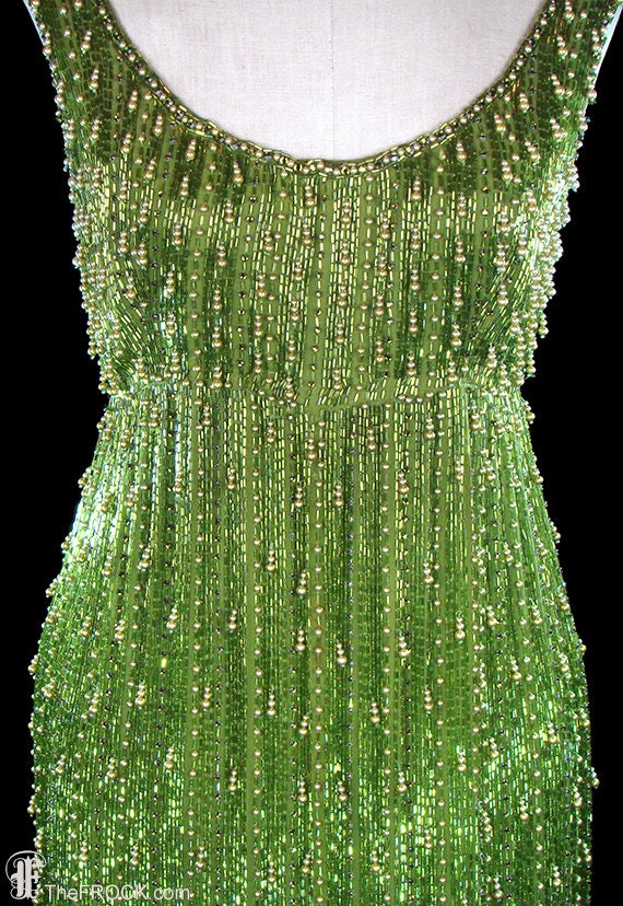 Heavily beaded gown, 1950s 1960s pearl glass bead… - image 2