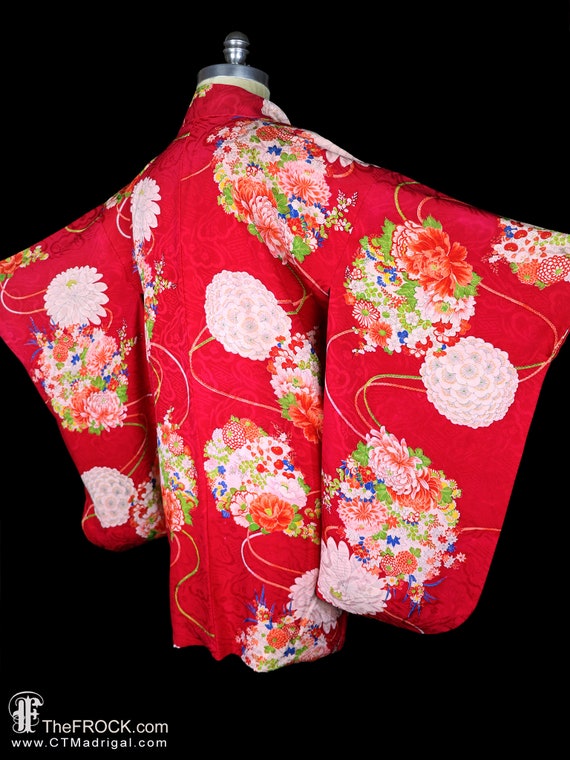 Antique silk haori kimono, robe or jacket or dres… - image 5