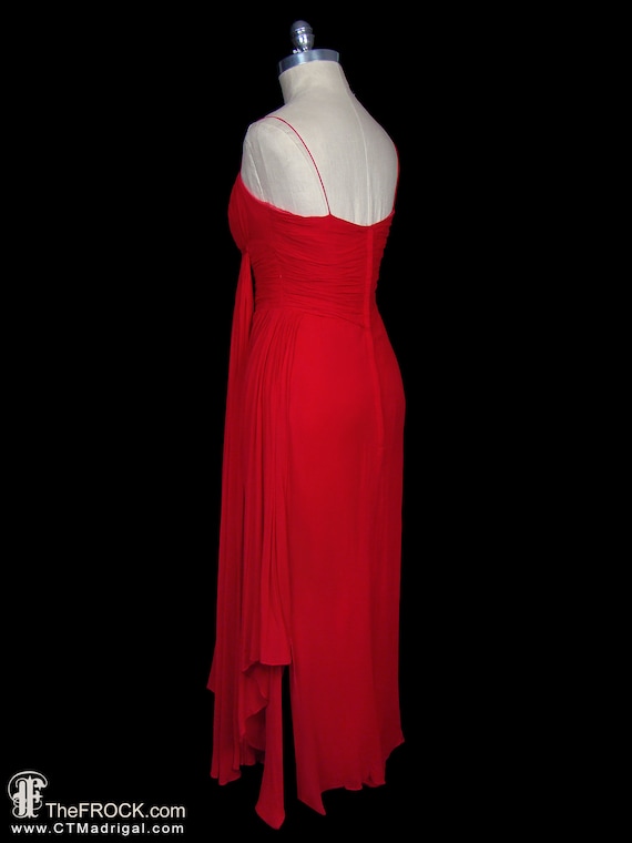 Jean Desses gown, vintage red silk chiffon goddes… - image 3