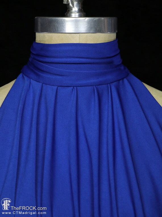 HALSTON maxi dress, blue halter gown sleeveless 1… - image 3