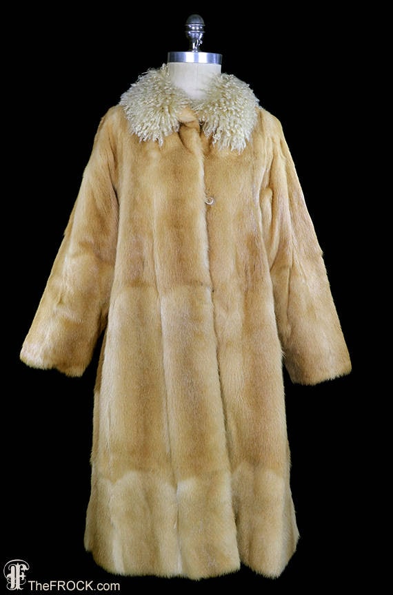 Mink and Mongolian Lamb Coat, Golden, Autumn Haze, Tibetan Lamb