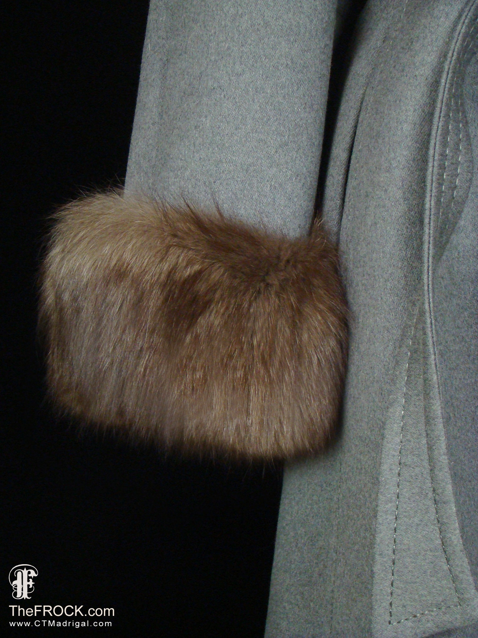 Vintage Valentino Coat, Big Fox Fur Collar, Soft Gray Wool