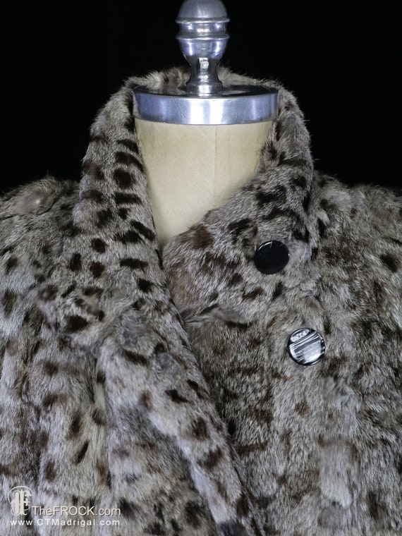 Long fur coat, spotted rabbit fur jacket animal p… - image 4
