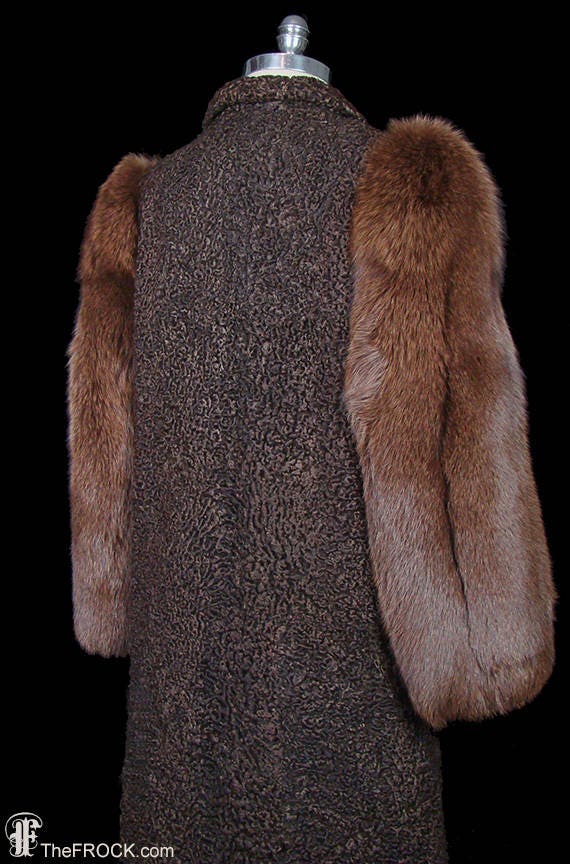 Hattie Carnegie fox fur coat, vintage curly lamb … - image 3