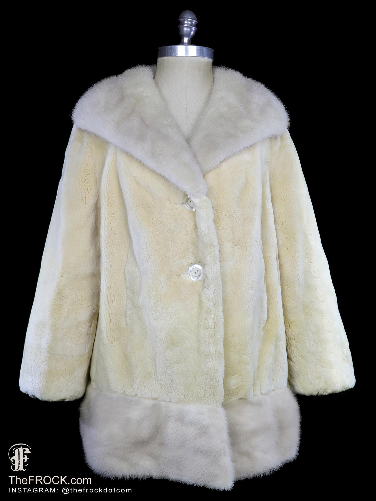 Pearltone レディースM 毛皮コート　毛皮ジャケット　ミンク製 1950年代のミンクの毛皮のジャケット、60年代のクリームアイボリー
