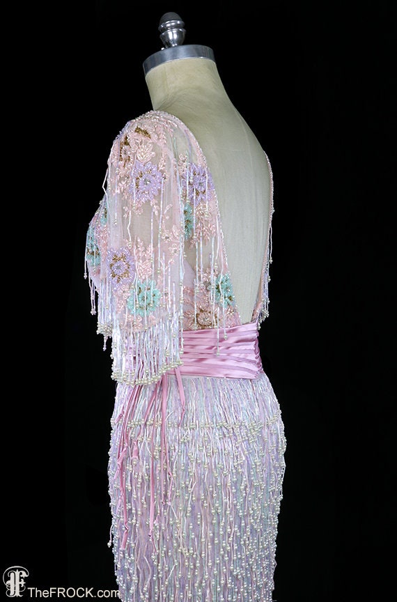 pink beaded fringe dress Beaded Short Fringe Dress by Rachel Allan 40537