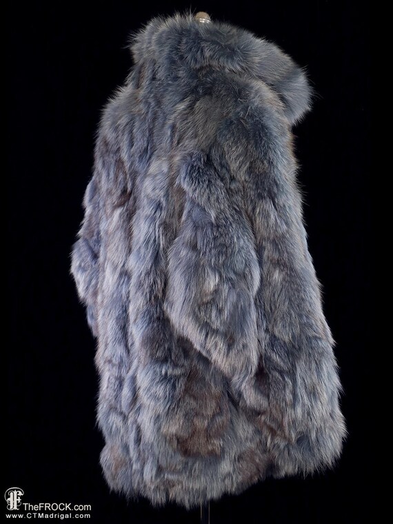 Blue fox fur coat, dyed big fluffy rockstar rich … - image 4