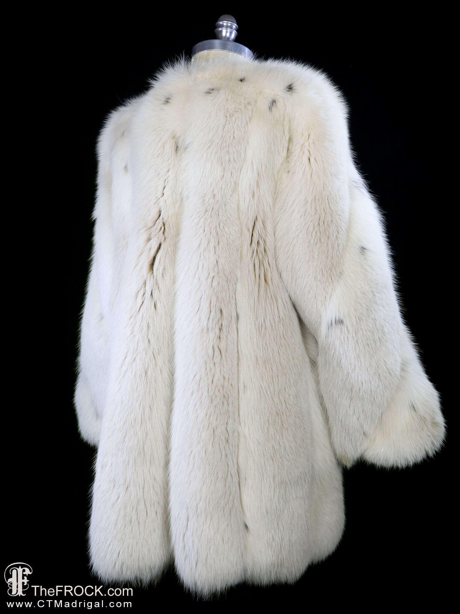 Nettie Rosenstein Fox Coat, Designer Fur Jacket Ivory White Black