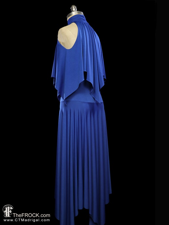 HALSTON maxi dress, blue halter gown sleeveless 1… - image 7