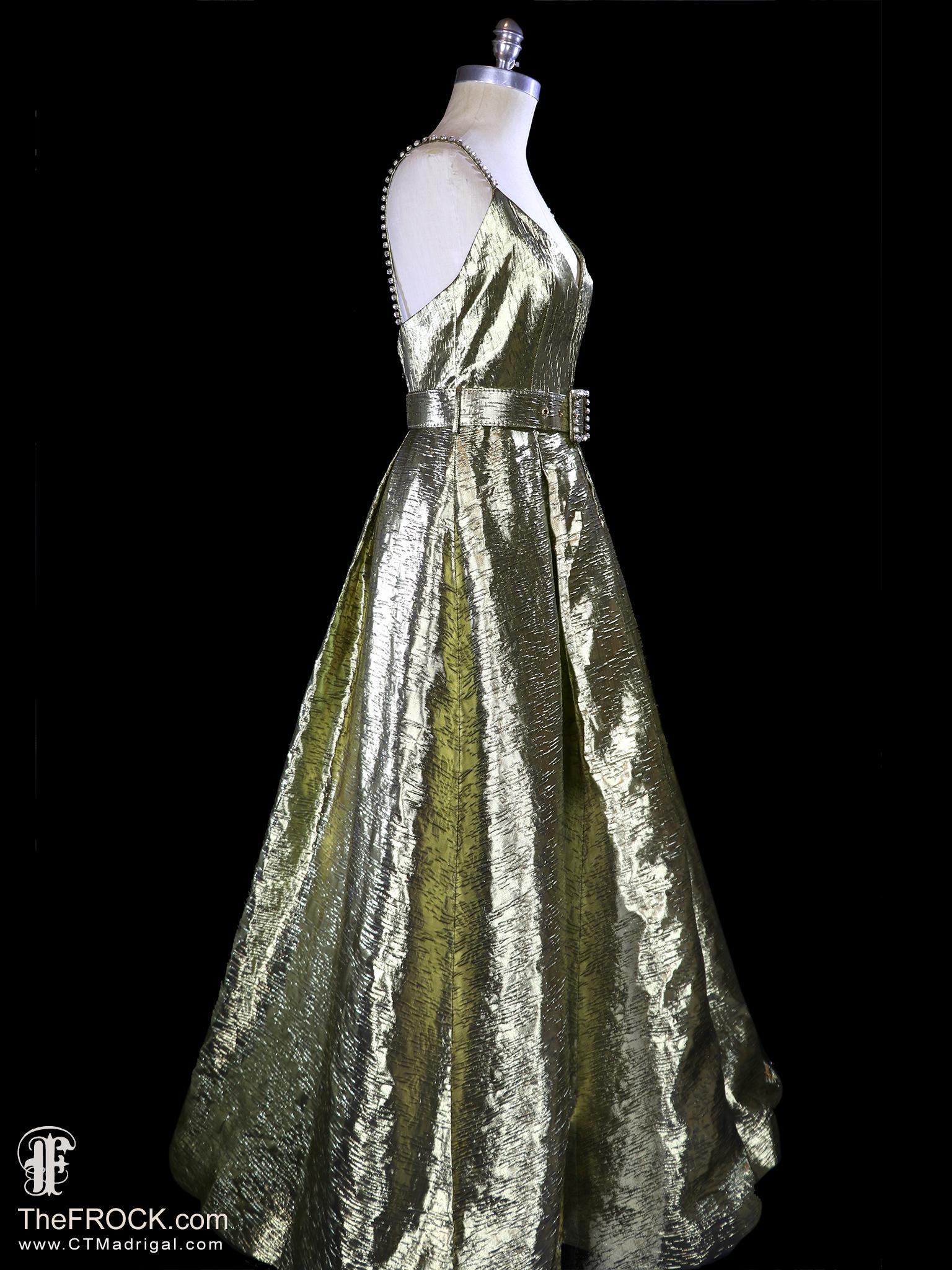 green emerald velvet dress Lam Gown