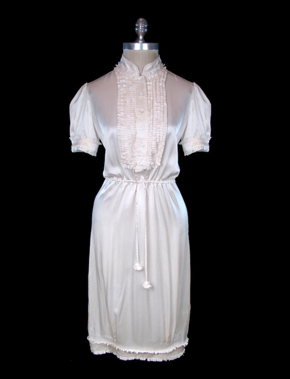 Yves Saint Laurent dress, ivory silk charmeuse, f… - image 1