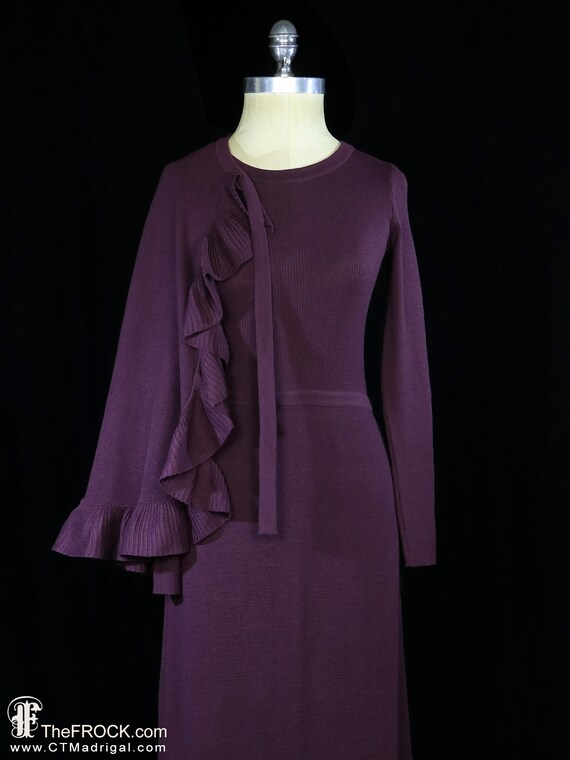 Halston maxi dress and cape, vintage long sleeve … - image 6