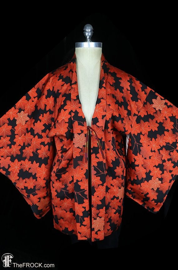 Old silk haori kimono, robe or jacket or dressing 