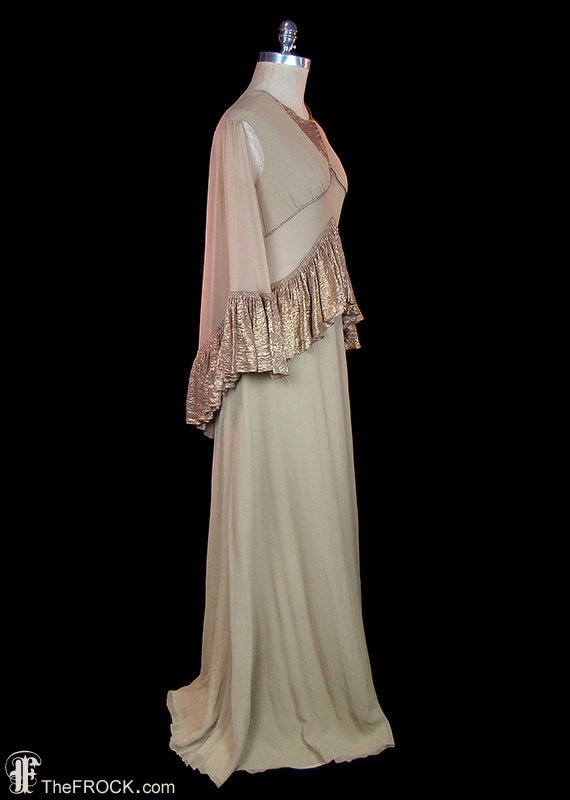 1930s sleeveless gown matching cape, post flapper… - image 1