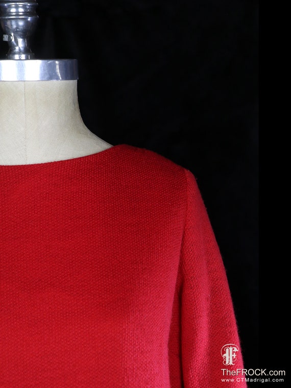 Jean Patou dress 1960s 1970s mod red wool cocktai… - image 2