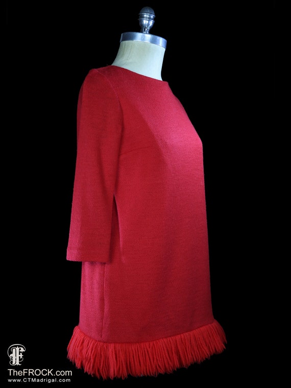 Jean Patou dress 1960s 1970s mod red wool cocktai… - image 4