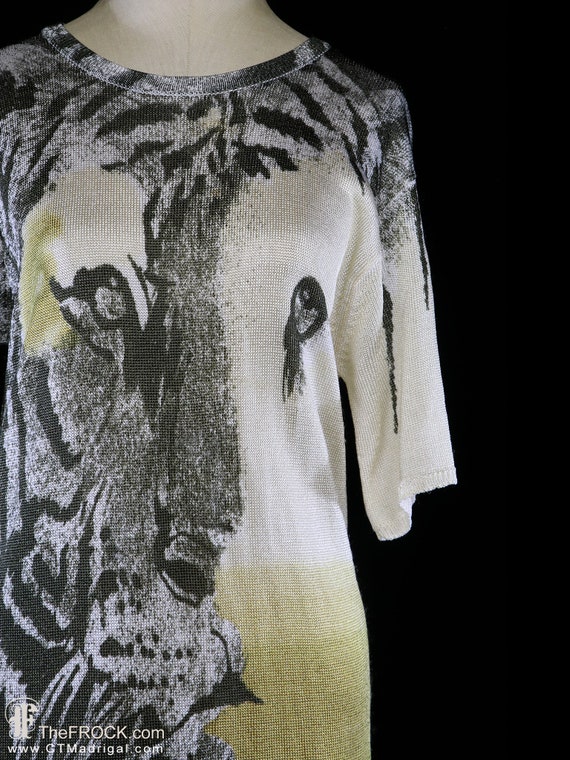 Krizia Iconic Tiger Sweater Dress Lion, Knit Day Evening Dress