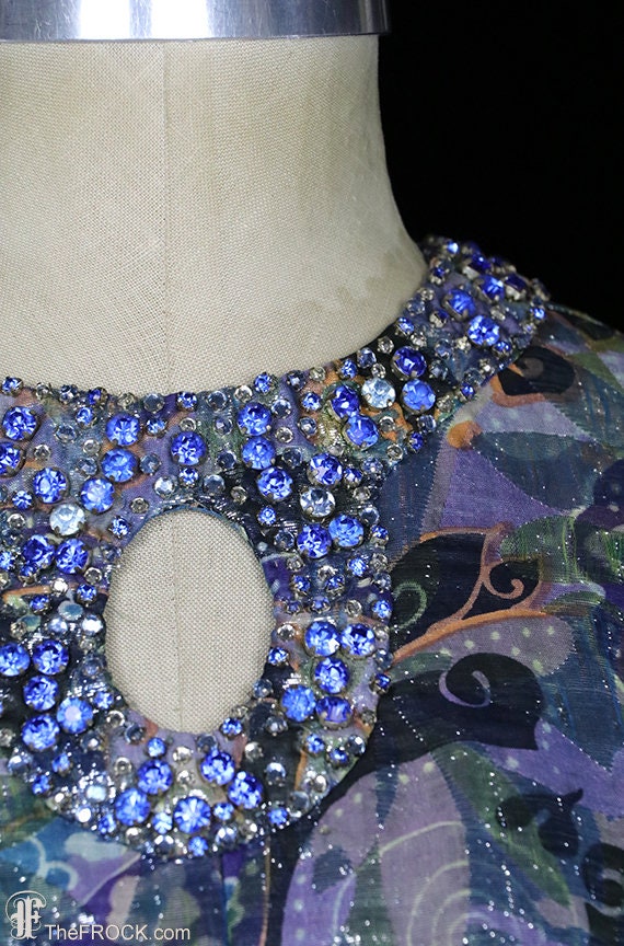 1960s jeweled metallic lamé dress, heavily beaded… - image 3