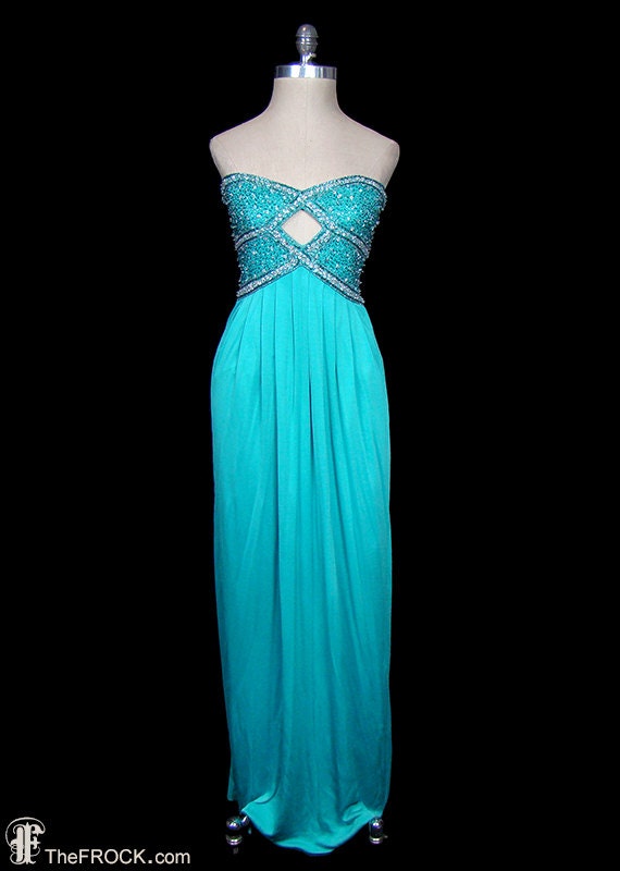 I. MAGNIN beaded jersey gown, strapless sleeveles… - image 1