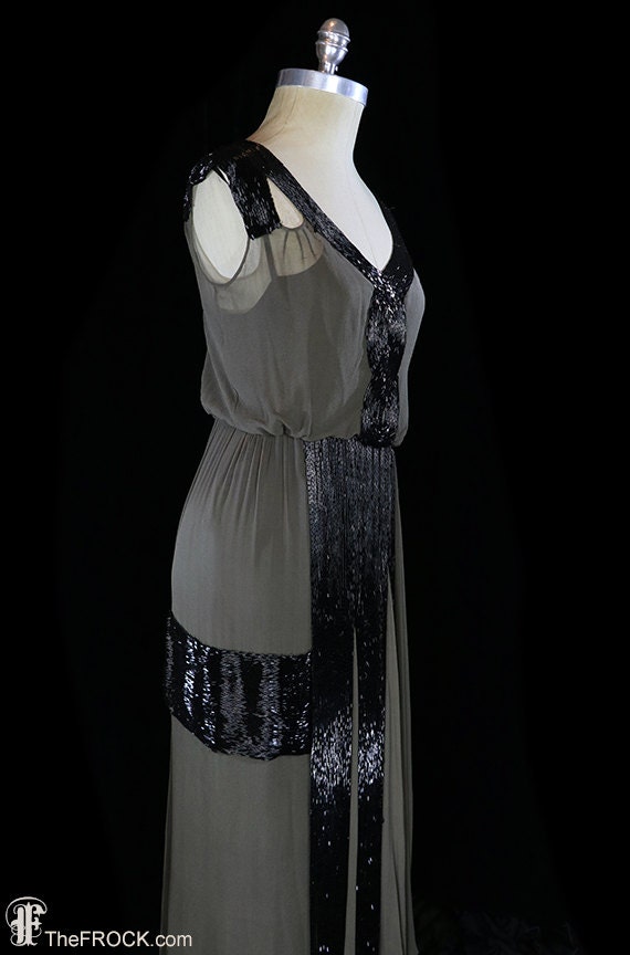 Art-deco beaded dress, 1920s 1930s, flapper, sil… - image 4