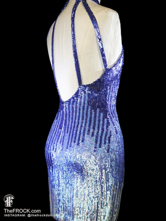 VERSACE Collection Blue Ombre Sequined Cocktail Halter Dress Sleeveless Body Con Open Back Backless Evening Party Reception - Etsy VERSACE Collection Blue Ombre Sequined Cocktail Halter Dress Sleeveless Body Con Open Back Backless Evening Party Reception - Etsy