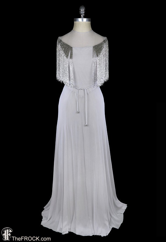 Art Deco 1930s Chartreuse Chiffon Gown