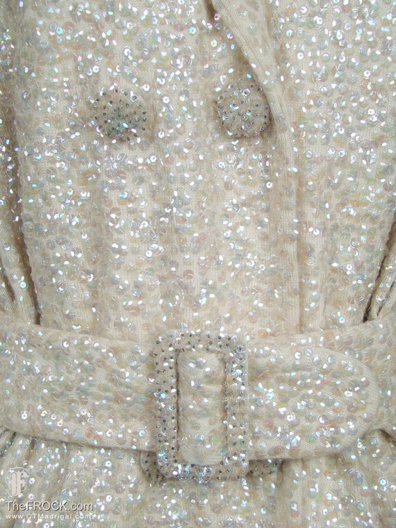 Norman Norell designed coat, sequin beaded cream … - image 4