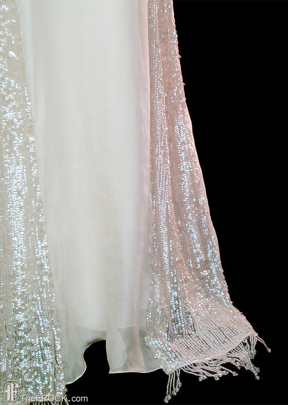 Wedding dress, antique Edwardian sequined beaded … - image 3