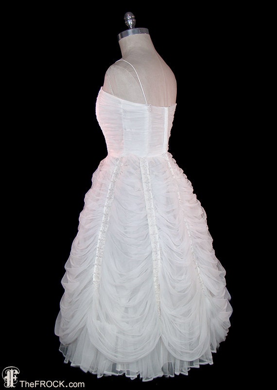 1950s shirred wedding dress, prom, debutante form… - image 5