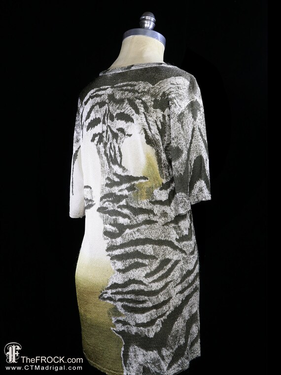 KRIZIA - KRIZA クリツィア　タイガー　ウール　アンゴラ　セーター　ニット Krizia Iconic Tiger Sweater Dress Lion, Knit Day Evening Dress