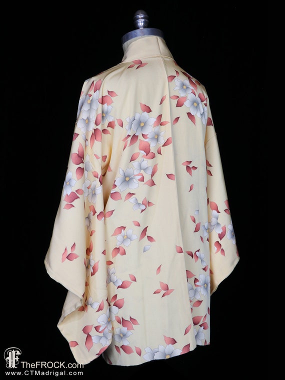 Yellow silk haori kimono, robe or jacket or dress… - image 6