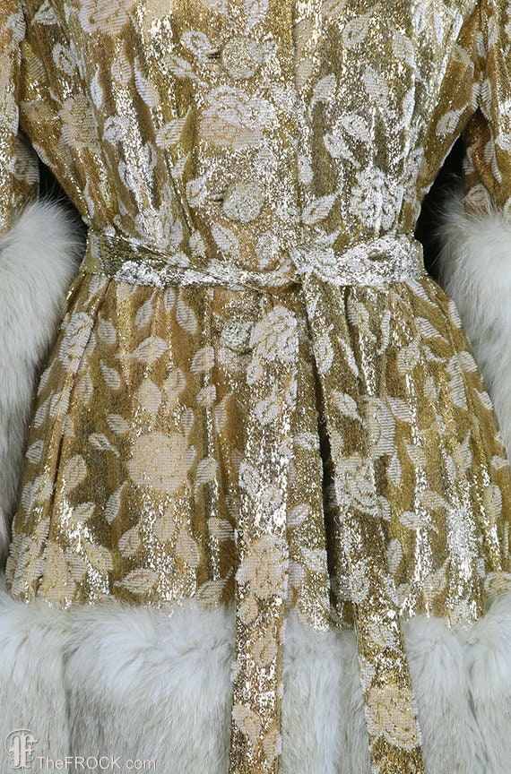 Mr Blackwell fox fur coat, gold metallic, boho bo… - image 2