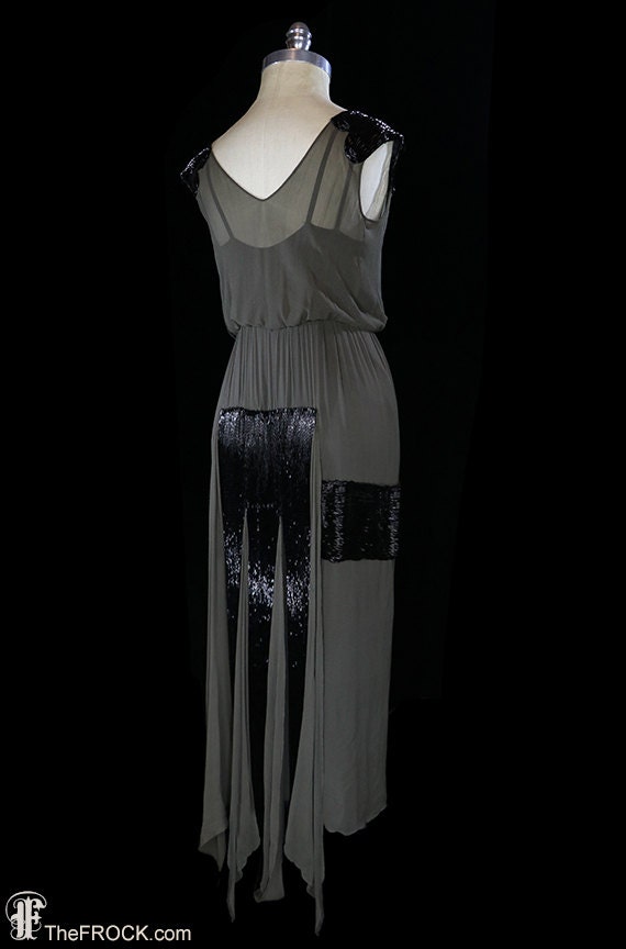Art-deco beaded dress, 1920s 1930s, flapper, sil… - image 5