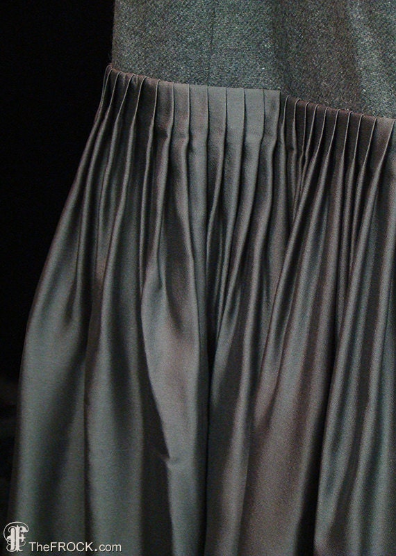 Pierre Cardin Gown Vintage Gray Wool Flannel & Silk Chiffon - Etsy
