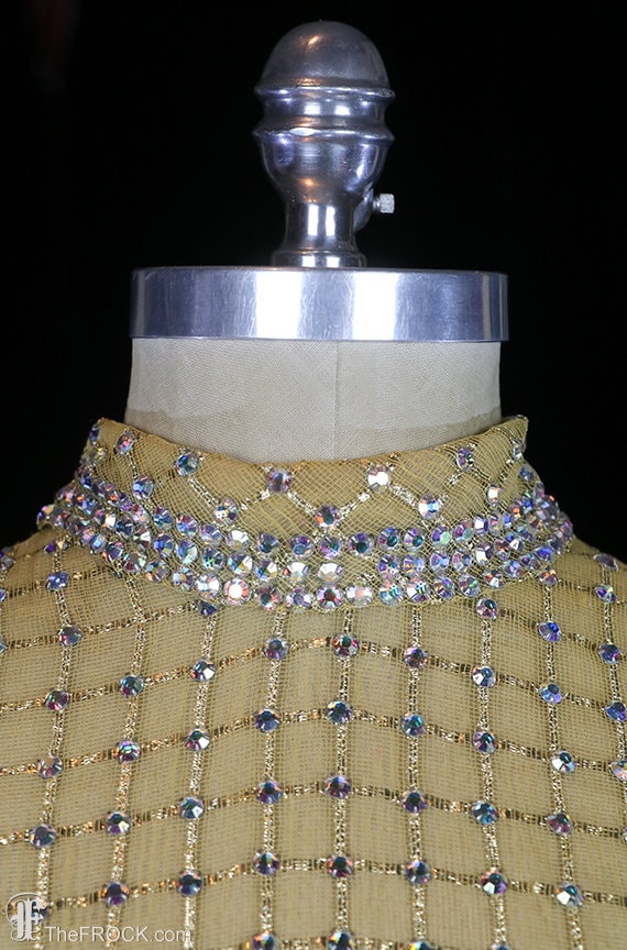 Norman Norell jeweled dress, heavily rhinestone b… - image 2