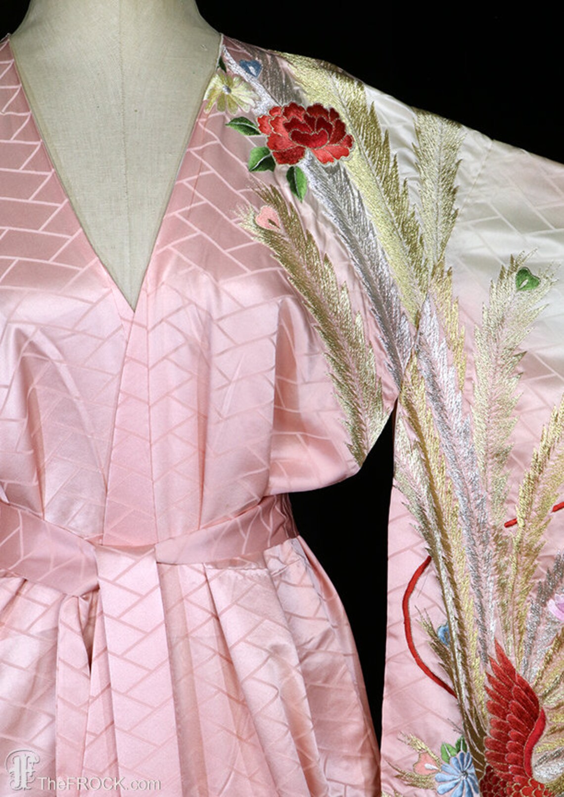 Antique Robe, Embroidered Kimono Dressing Gown, Art Deco Flowers Floral ...