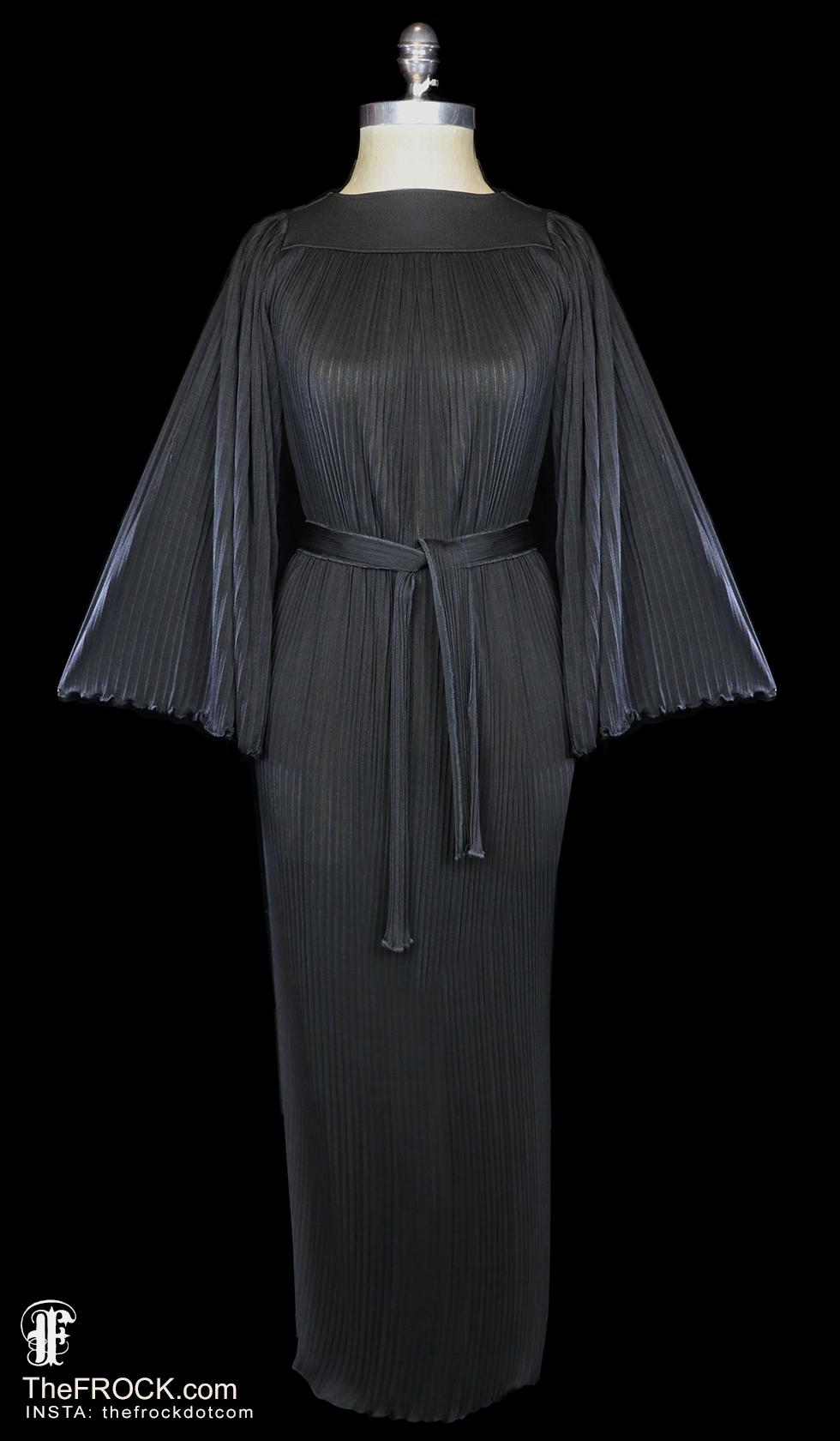 Giorgio Armani Black Knit Gown, Belted Maxi Dress, Long Angel Wing