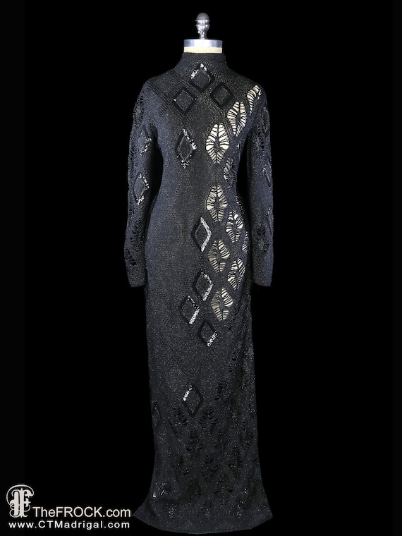 Gianfranco Ferre peekaboo abito in maglia con paillettes nero d