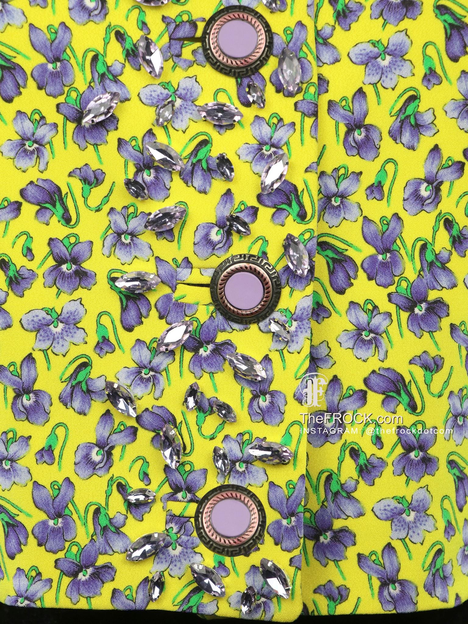 Gianni Versace Couture Jeweled Jacket Yellow Floral Flowers Coat ...