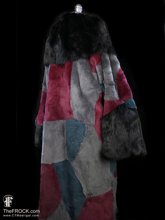 Geoffrey Beene color block fur coat sheared fox p… - image 5