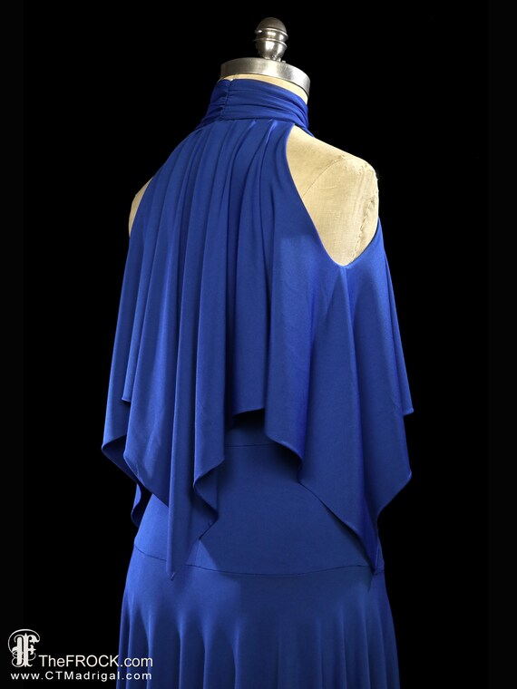 HALSTON maxi dress, blue halter gown sleeveless 1… - image 6