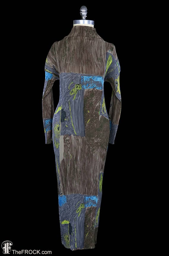 Issey Miyake Dress, Avant Garde Pleated Long Sleeve Dress