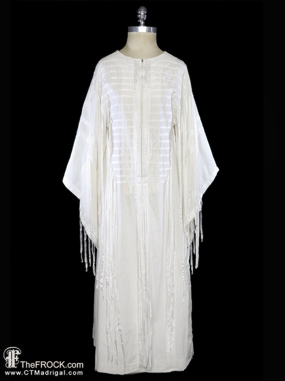 Josefa Ibarra dress 1960s 1970s ivory white maxi b