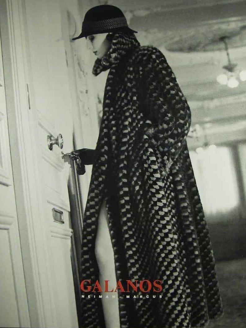 GALANOS mink coat vintage 1980s fur jacket stripe checkerboard harlequin pattern stripes animal print tiger zebra 1960s 60s 70s mod boho spy image 6